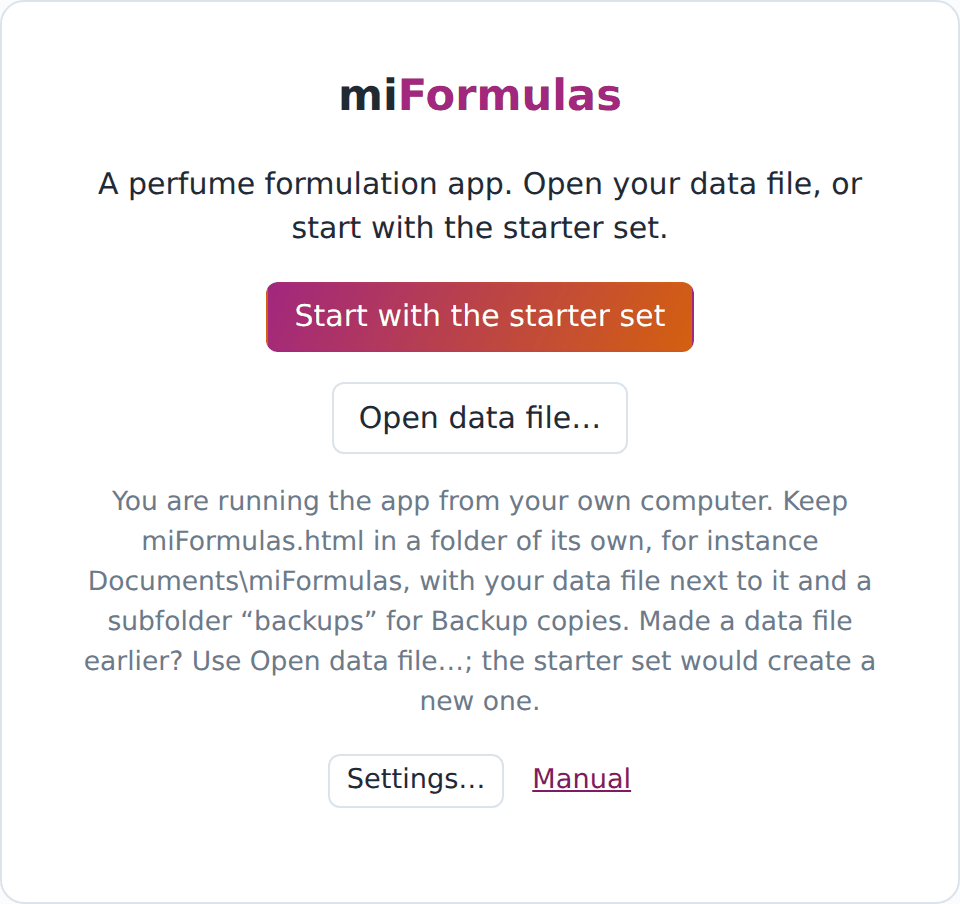 The downloaded app, opened from your own computer.