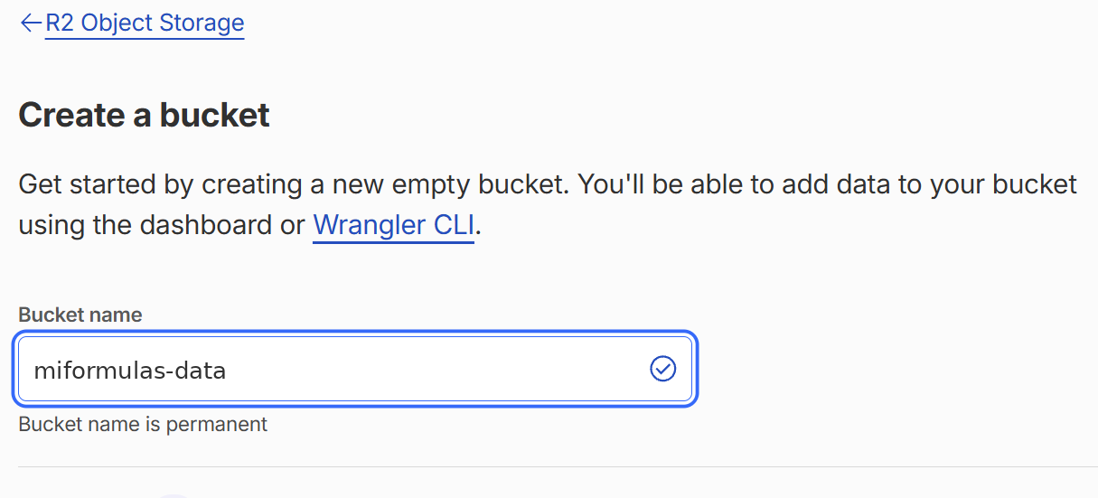 Creating the R2 bucket that will hold your data file.
