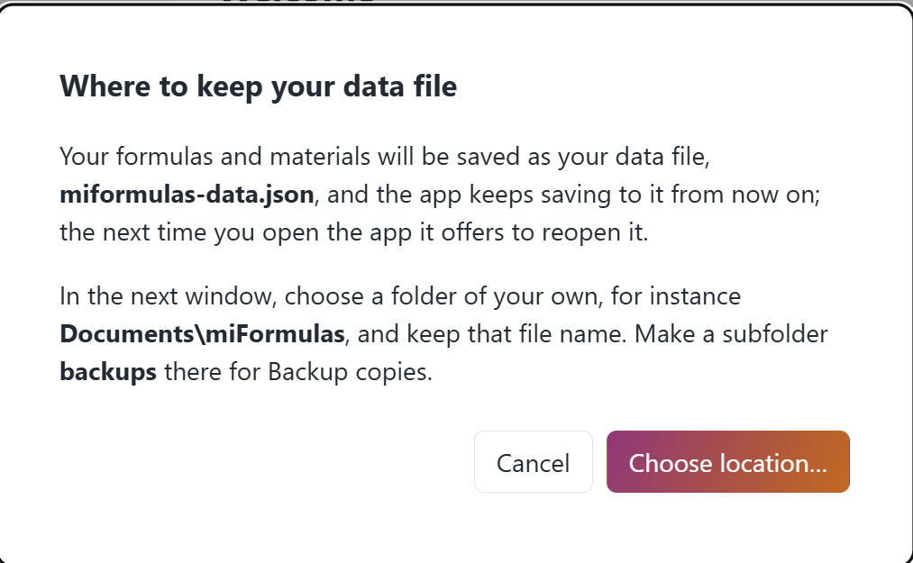 The app explains what it is about to create…