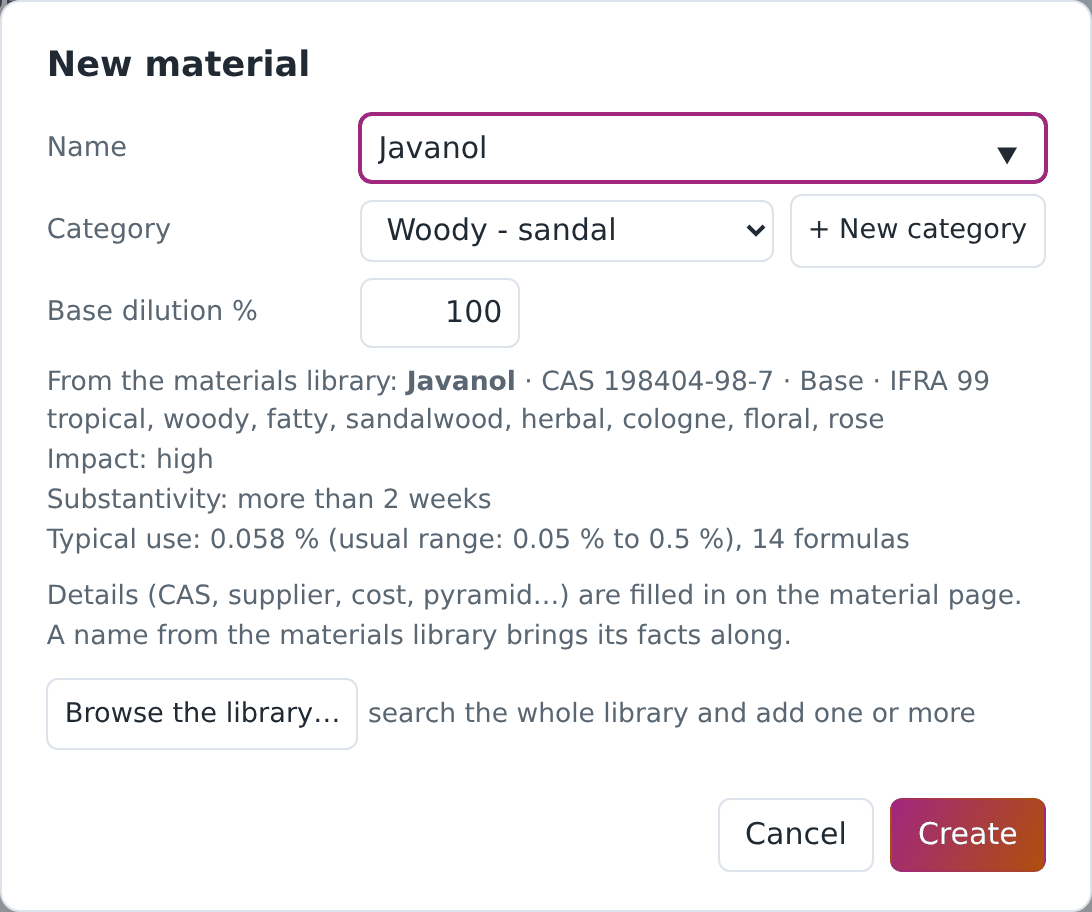New material: the library knows Javanol.